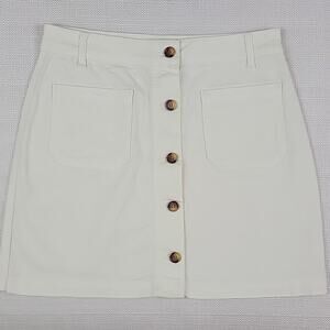 Marine Layer Button White Ivory Denim Mini‎ Skirt Women's 10